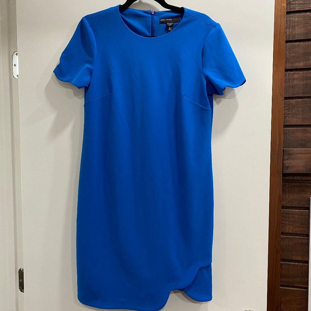 Elegant Bright Blue Maggy London Cocktail Dress, Scallop Hem, Size 6, EUC